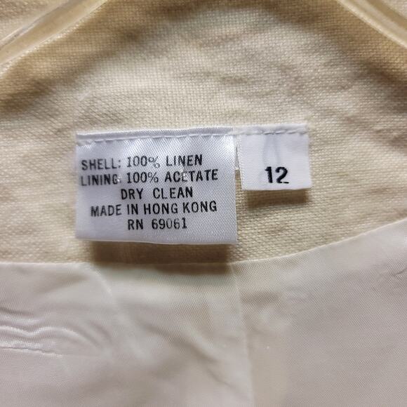 Vintage Pair of linen blazers cream pink Womens Size 12 shoulder pads lined - Picture 8 of 10